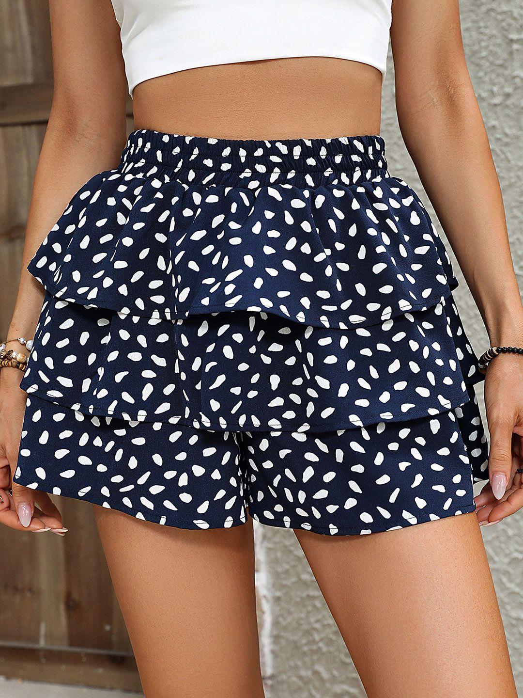 lulu & sky women abstract printed slim fit high-rise ruffled shorts