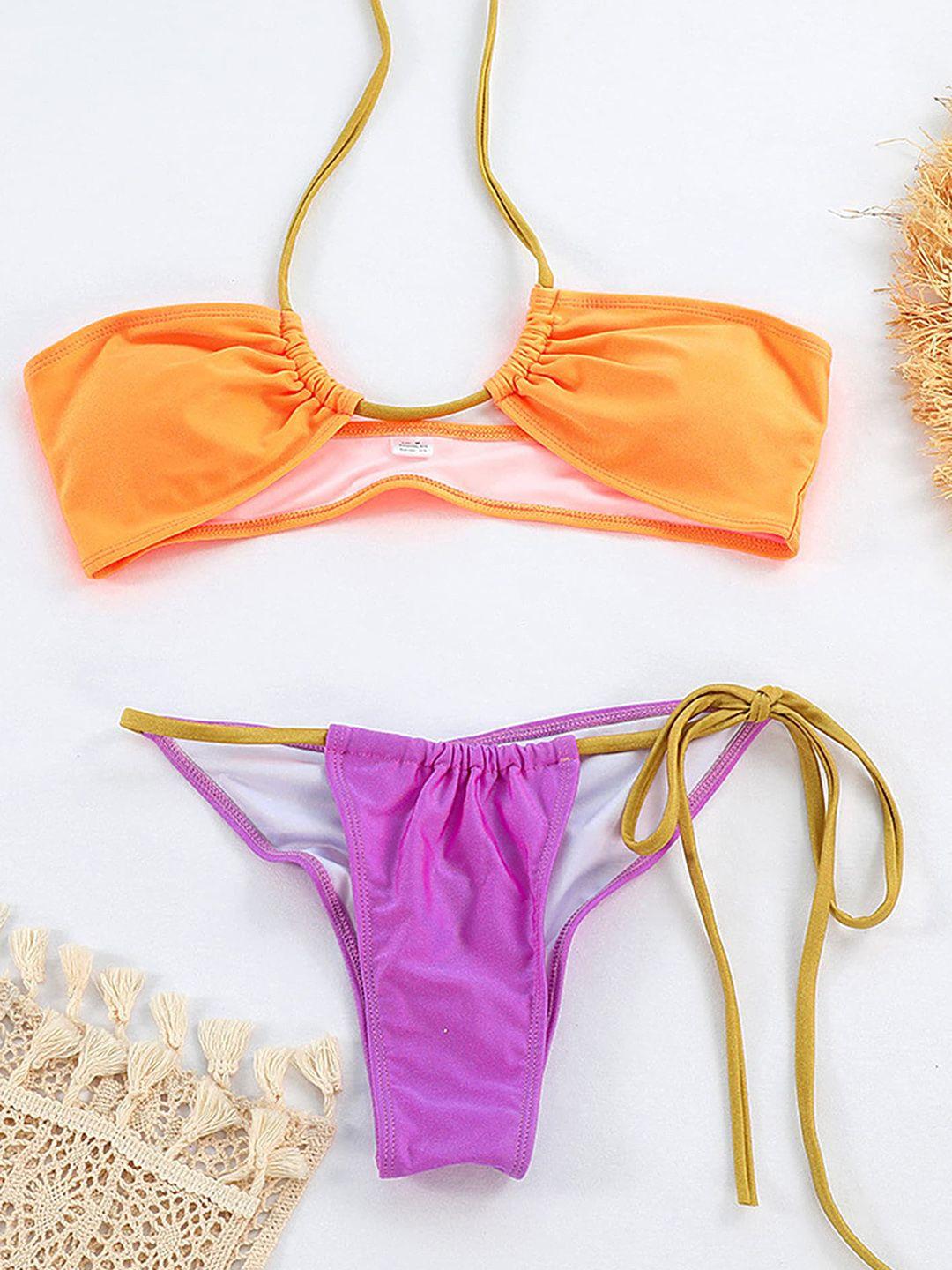 lulu & sky women colorblock bikini set