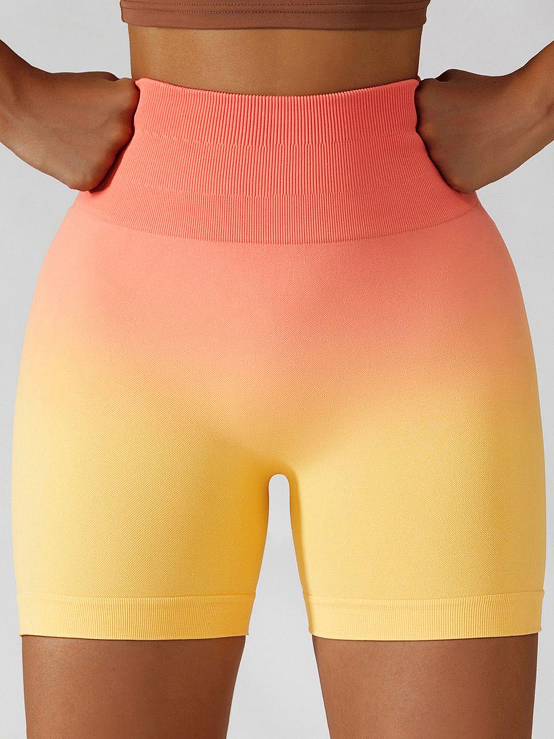 lulu & sky women colourblocked skinny fit yoga shorts