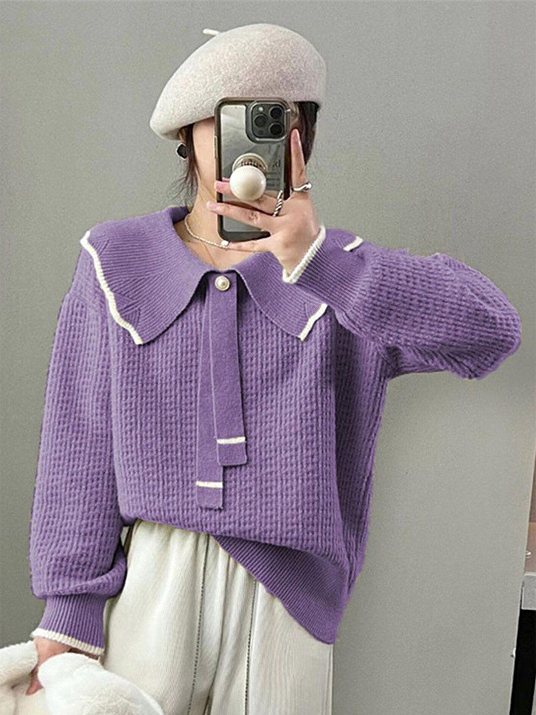 lulu & sky women purple ribbed pullover