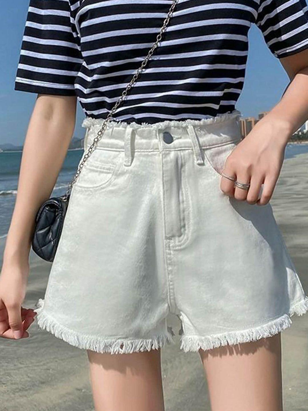 lulu & sky women slim fit high-rise denim shorts