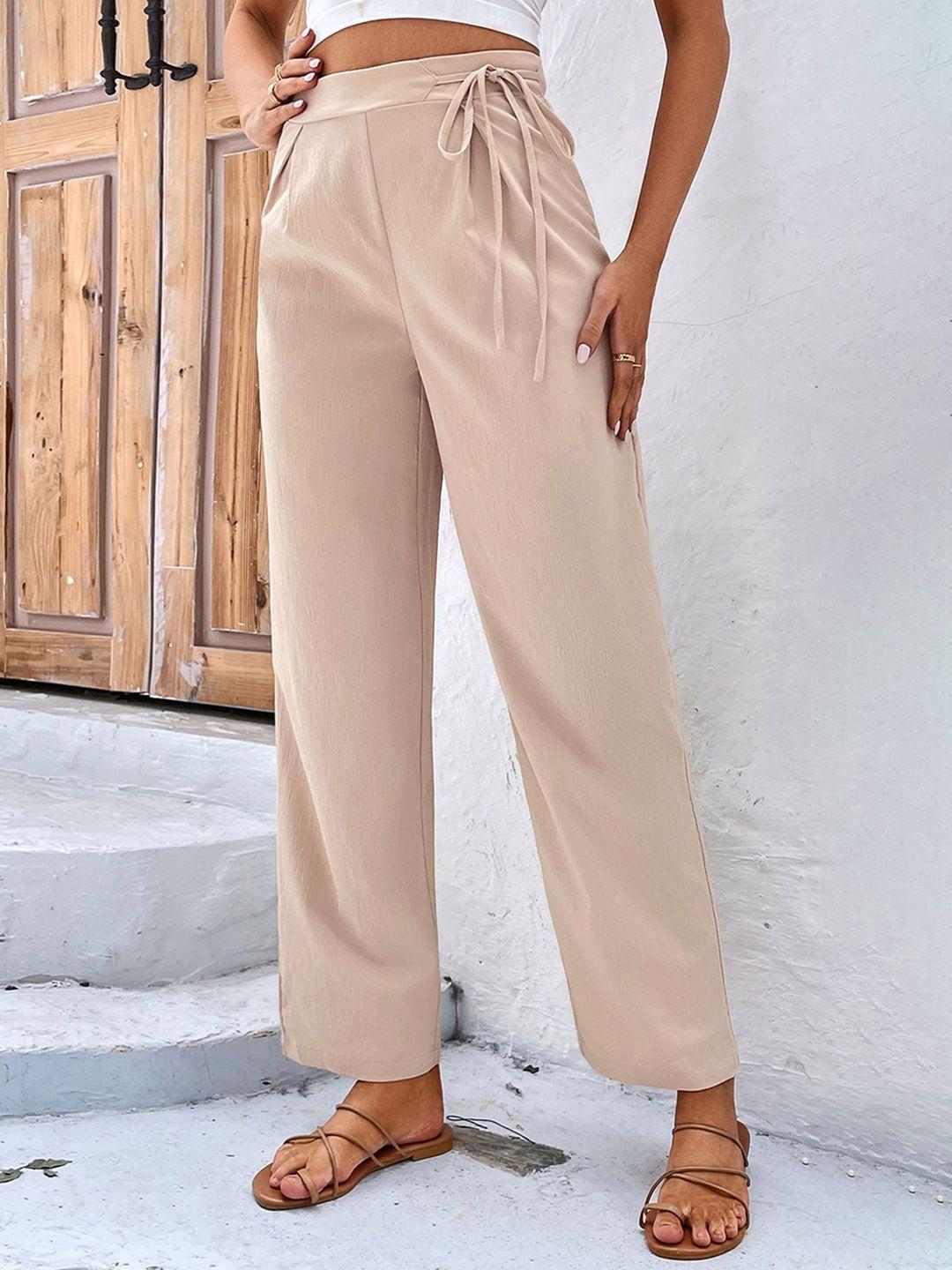 lulu & sky women straight fit high-rise pleated trousers