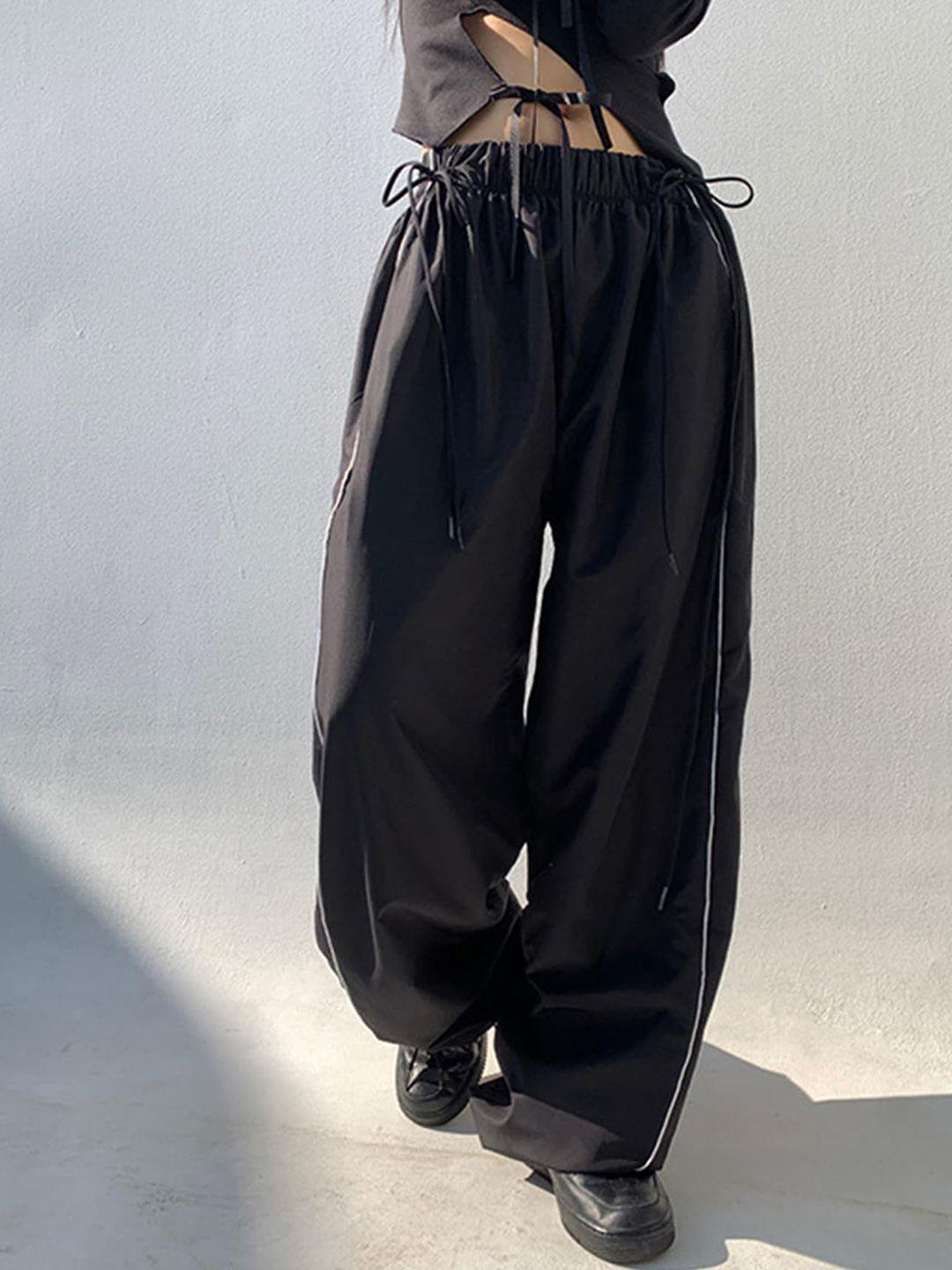 lulu & sky women straight fit low-rise parachute trousers