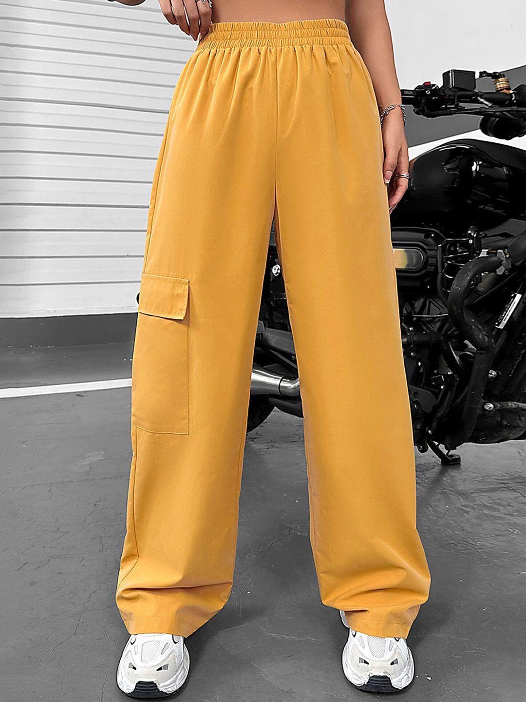 lulu & sky women straight fit mid-rise parallel trousers