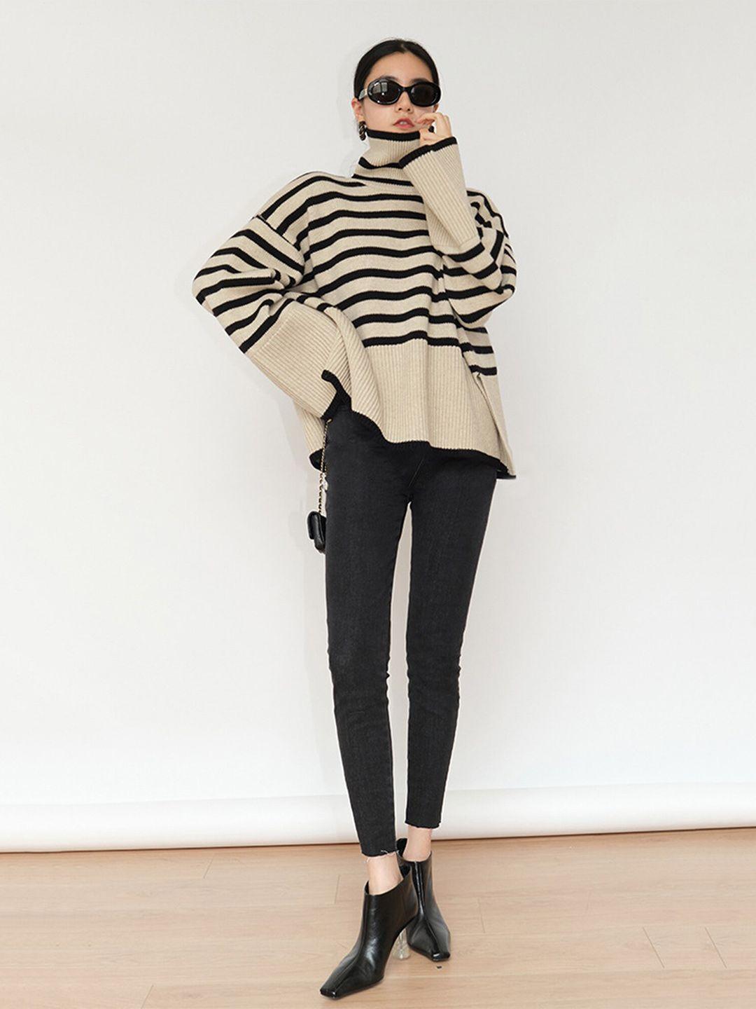 lulu & sky women striped contrast jumper sweatshirt