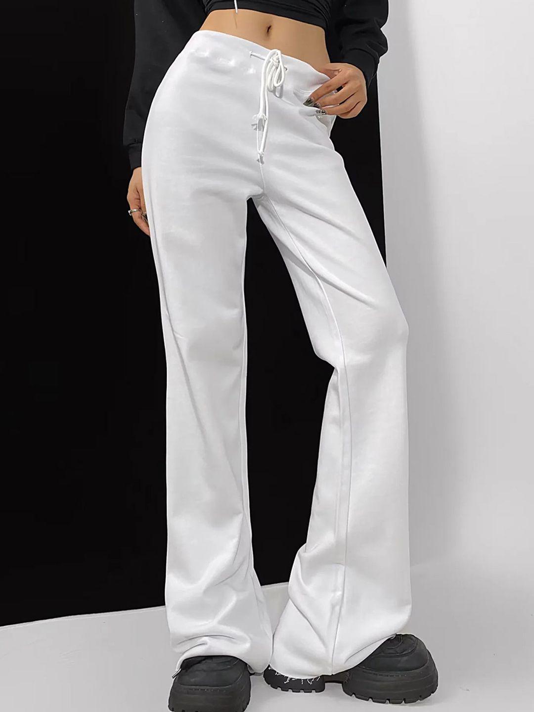 lulu & sky women white flared high-rise trousers