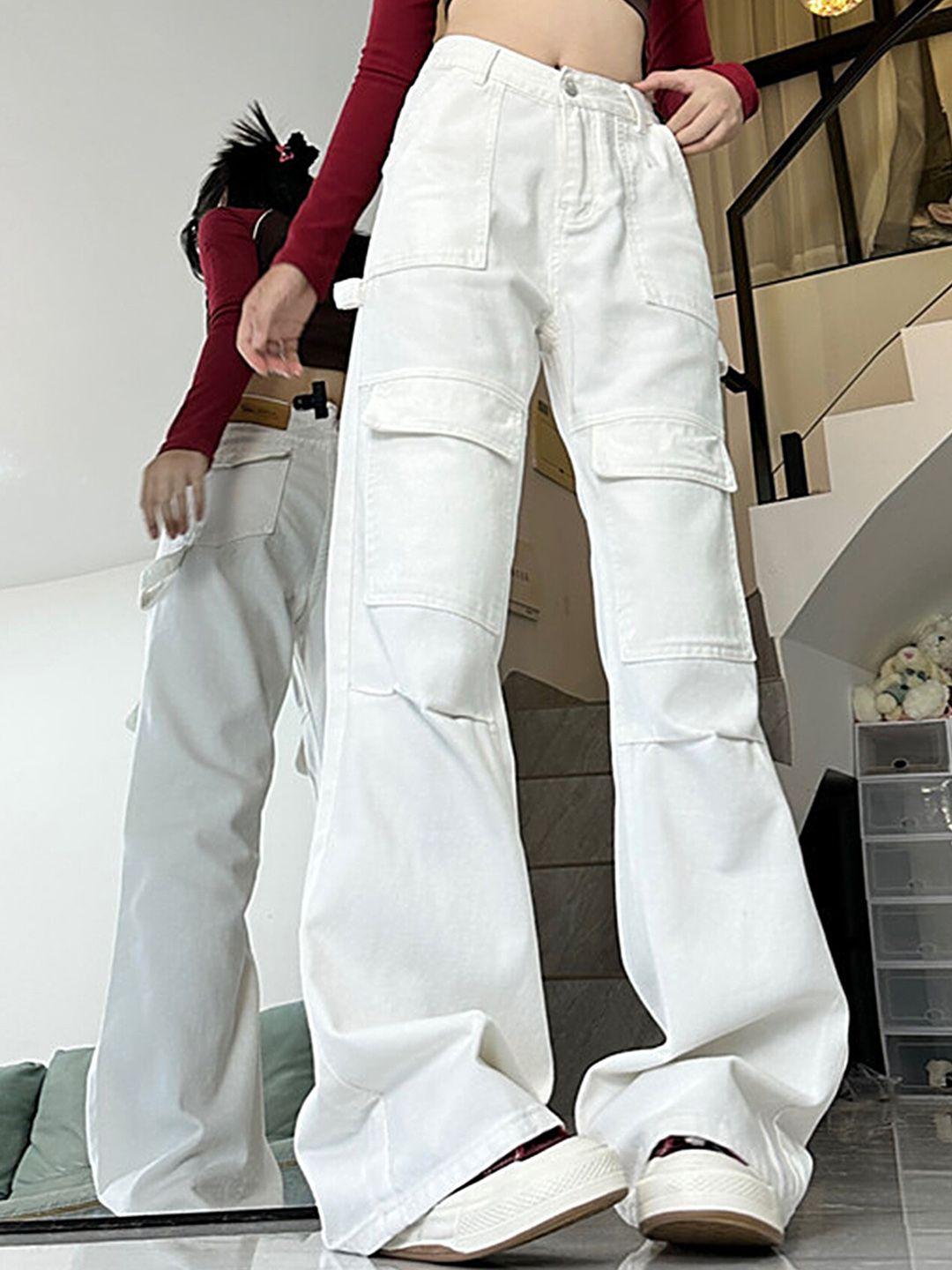 lulu & sky women white flared trousers