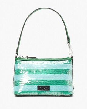 lulu seaside stripe sequin east west pochette wristlet