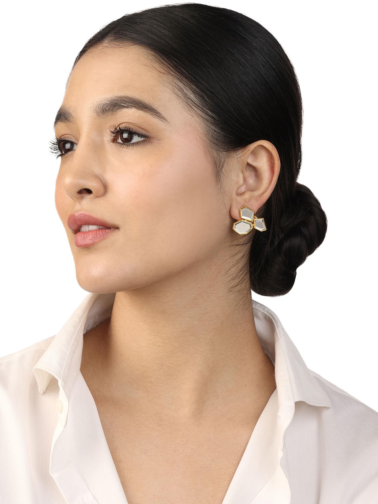 lumen trio drop earrings in 18kt gold plated