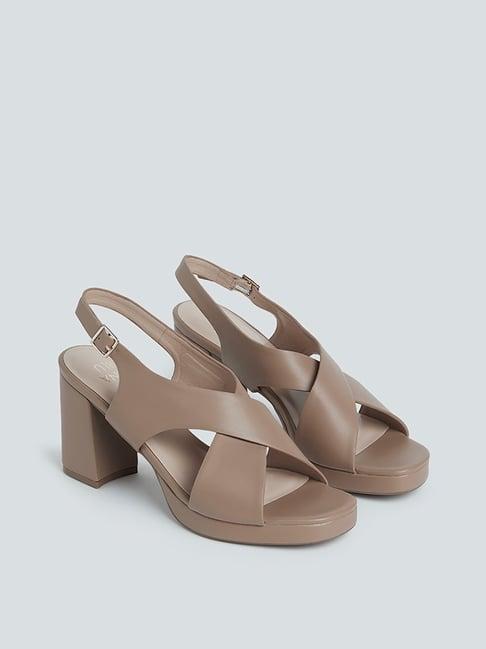 luna blu by westside beige block heel sandals