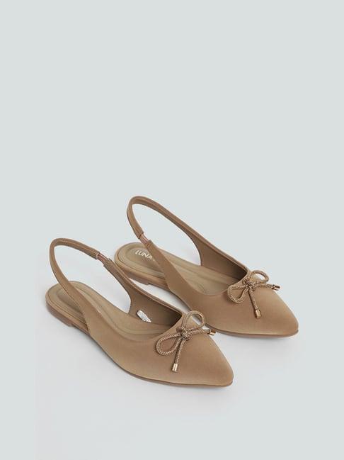 luna blu by westside beige bow detail sling back mules