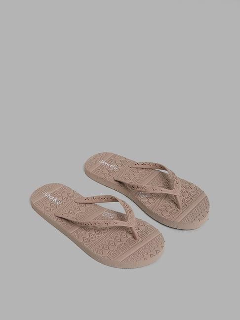 luna blu by westside beige embossed flip flop