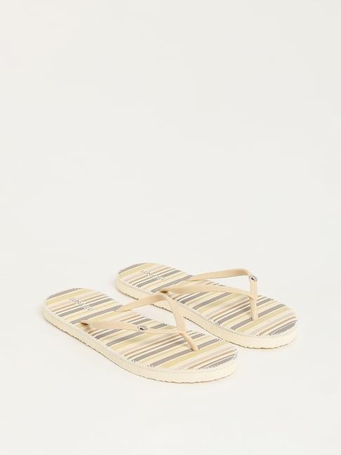 luna blu by westside beige striped flip-flop