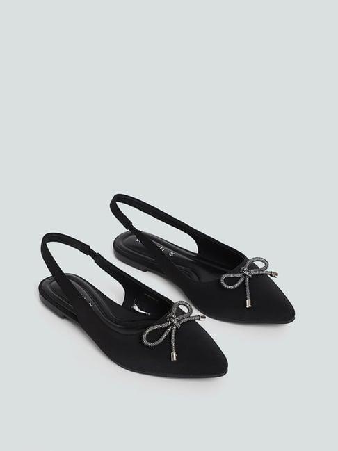 luna blu by westside black bow detail sling back mules