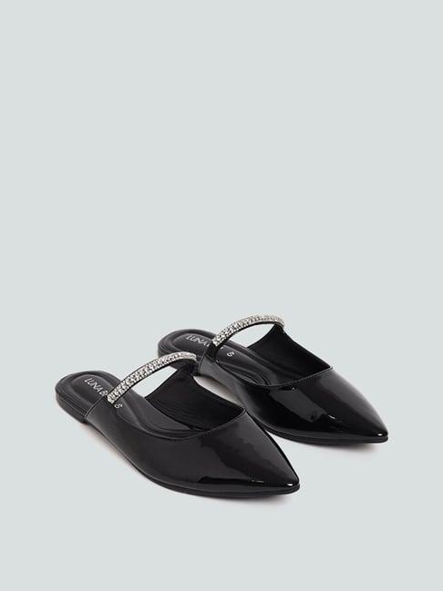 luna blu by westside black diamante detail mules