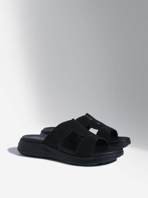 luna blu by westside black embellished comfort sandals