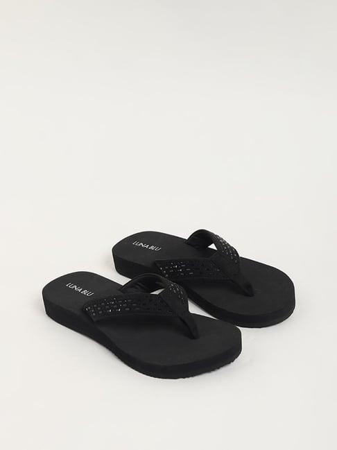 luna blu by westside black embellished flip flop