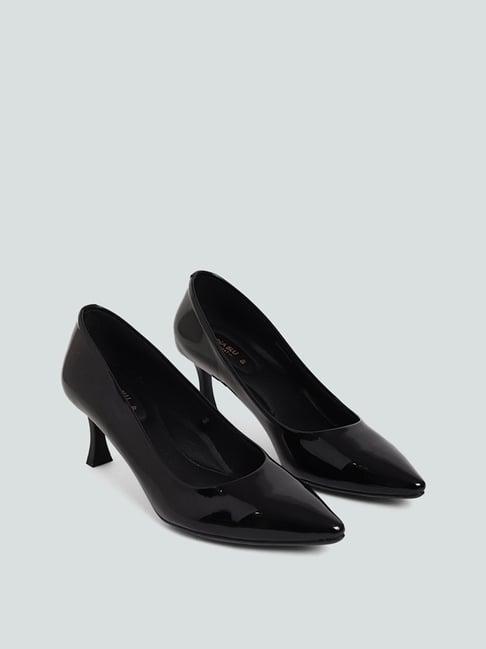 luna blu by westside black patent pump kitten heels