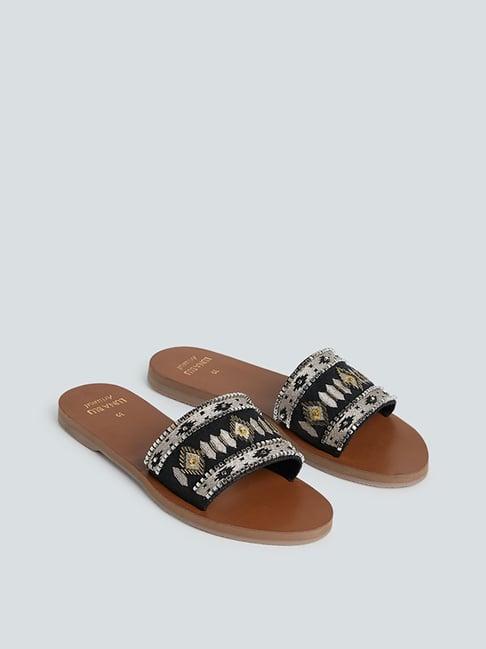 luna blu by westside black sequin-detail slides