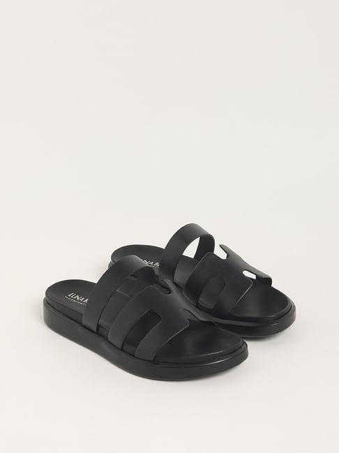 luna blu by westside black two-strap sandals