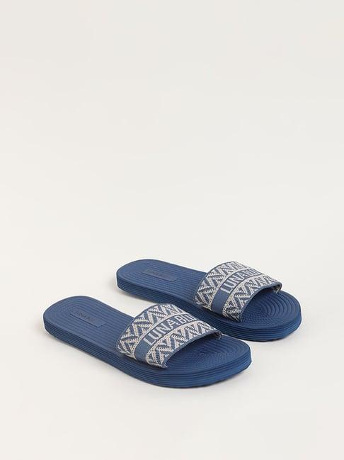 luna blu by westside blue patterned flip-flop