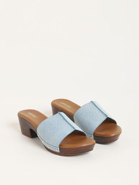 luna blu by westside blue slip-on heel sandals