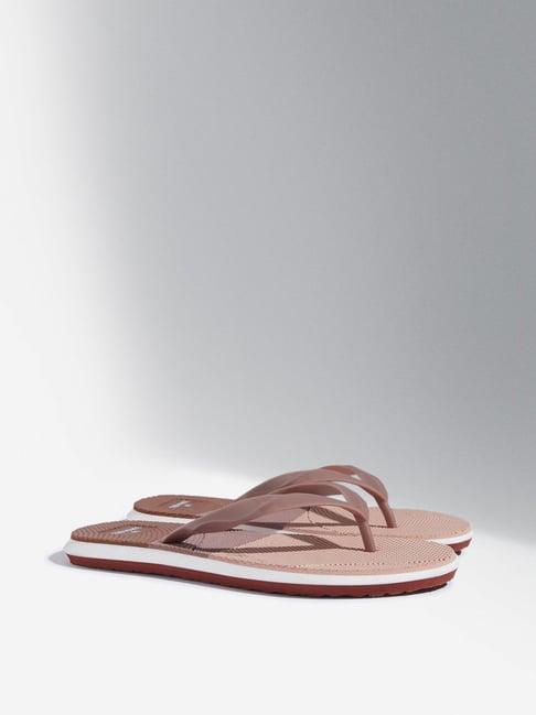 luna blu by westside blush pink colour-blocked flip-flop