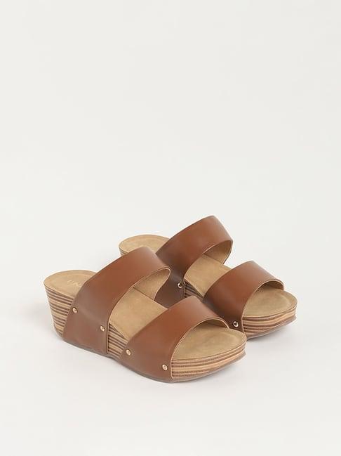 luna blu by westside brown wedge sandals