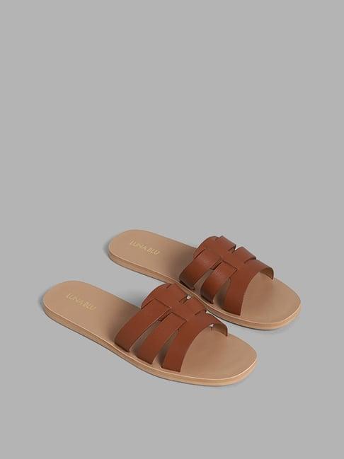 luna blu by westside cage band brown sandals