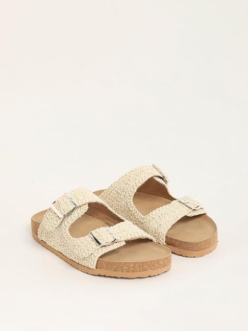 luna blu by westside cream crochet strap comfort sandals