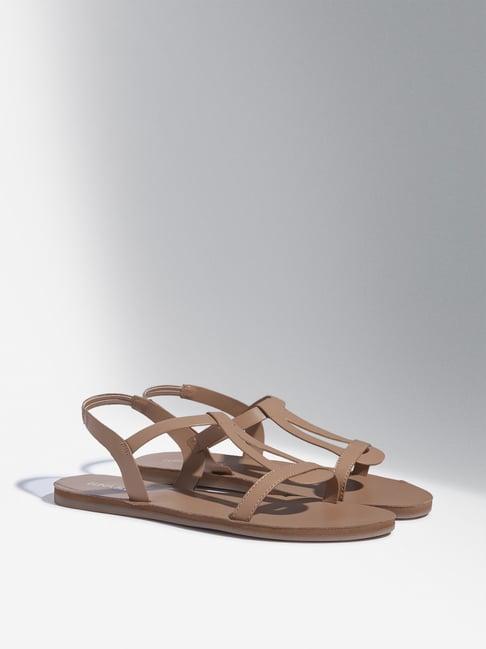 luna blu by westside dark beige multi-strap slingback sandals