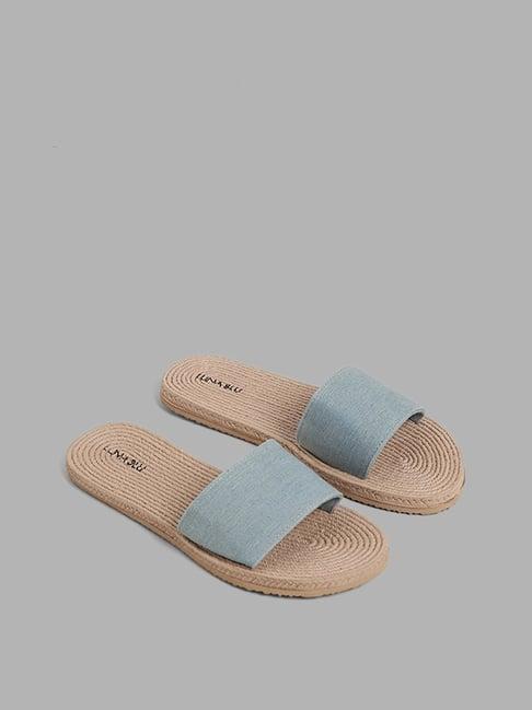 luna blu by westside denim blue jute slides