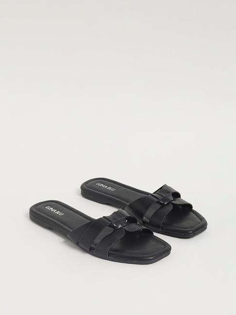 luna blu by westside double-strap black slides