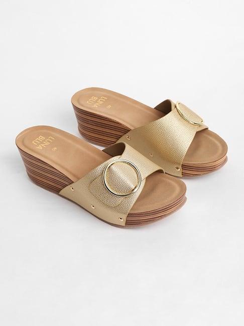 luna blu by westside gold-colored circle buckle slides