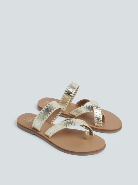 luna blu by westside gold criss-cross patterned sandals