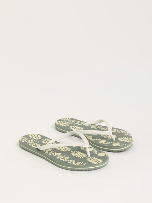 luna blu by westside green printed flip-flop