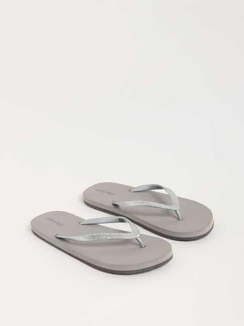 luna blu by westside grey glitter flip-flop