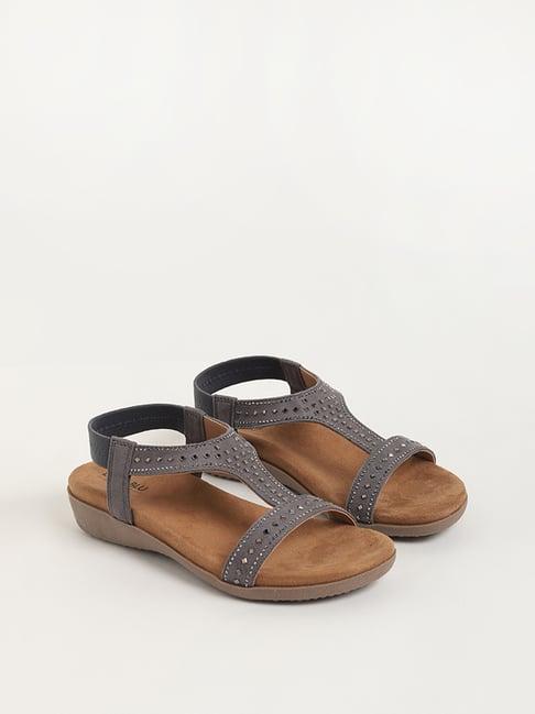 luna blu by westside grey studded sandals