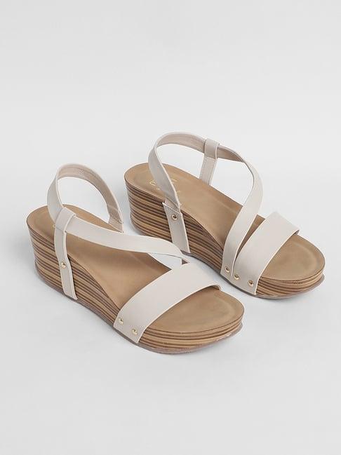 luna blu by westside ivory-colored cross strap sling-back sandals