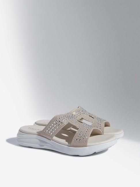 luna blu by westside ivory embellished comfort sandals