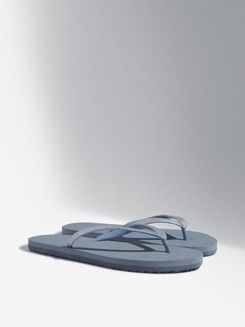 luna blu by westside light grey shimmer detailed flip-flops