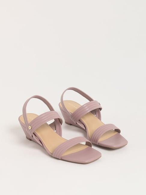 luna blu by westside lilac double-strap wedge sandals