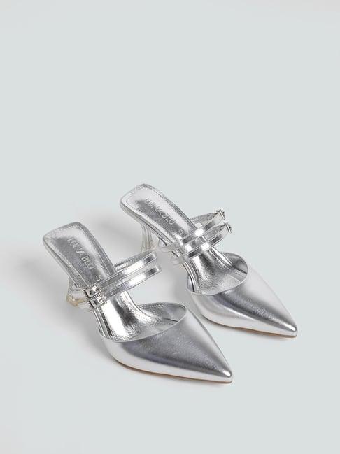 luna blu by westside mary silver jane heel mules