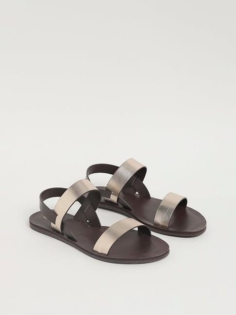 luna blu by westside metallic strap brown sandals