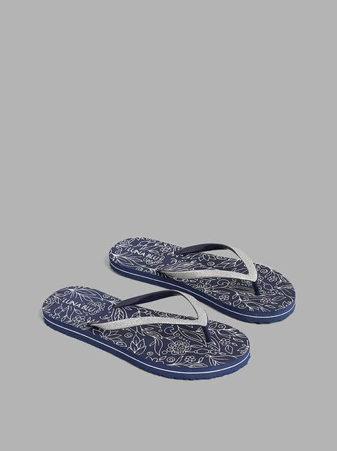 luna blu by westside navy floral flip flop