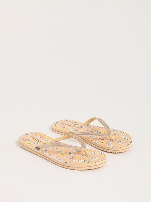 luna blu by westside peach floral flip-flop