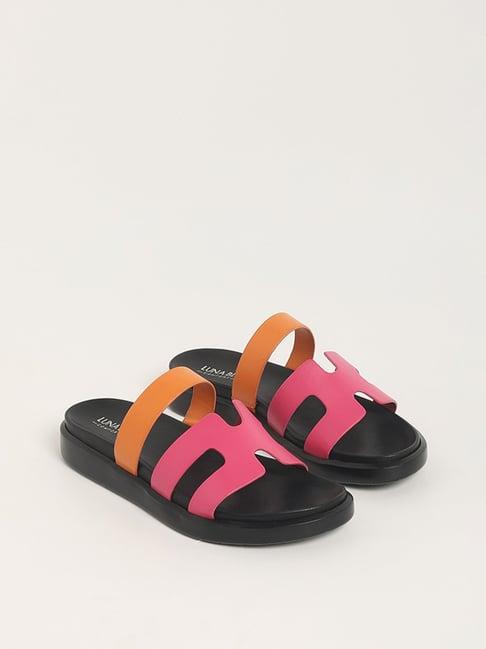 luna blu by westside pink & orange multi-strap sandals