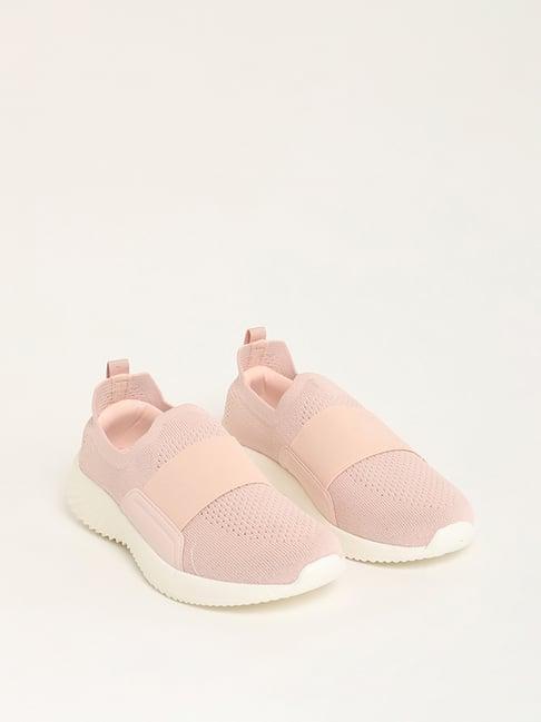 luna blu by westside pink elastic knit sport shoes