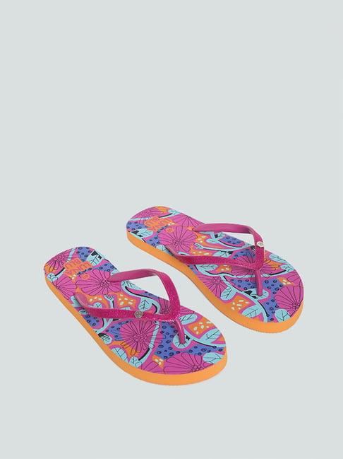 luna blu by westside pink printed flip-flop