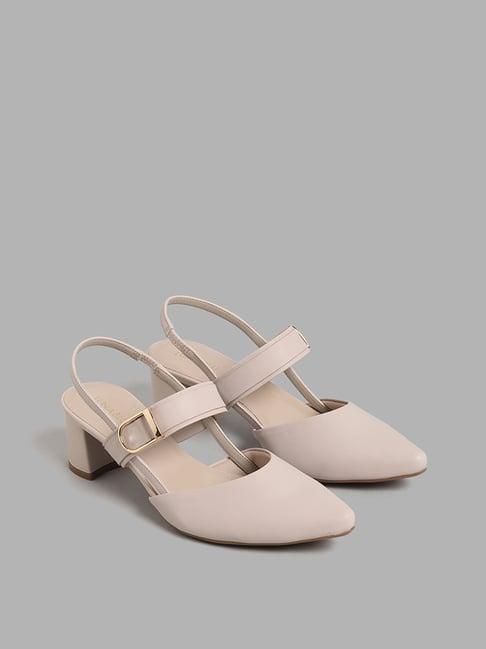 luna blu by westside solid ivory sling back shoes